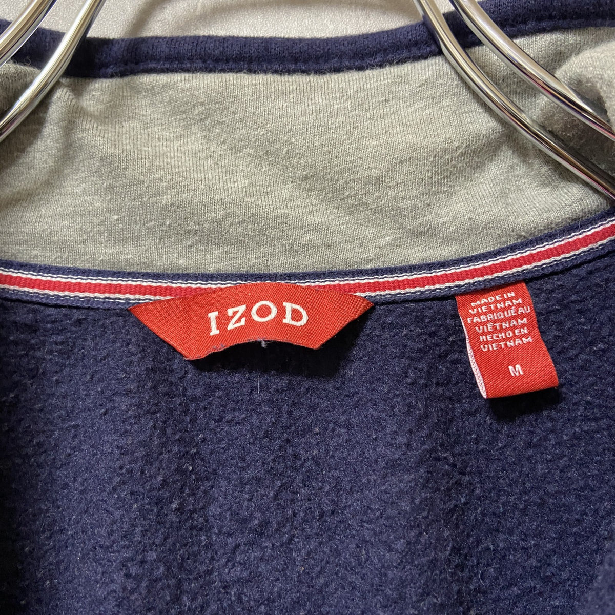 IZOD　アイゾッド　ハーフジップスウェット/トレーナー　ワンポイント　刺繍ロゴ　ビッグシルエット　紺　ネイビー　Mサイズ　古着