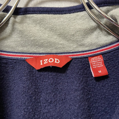 古着 used　IZOD　アイゾッド　長袖ハーフジップスウェット　トレーナー　ワンポイント　ネイビー　レトロ　ハイネック　Mサイズ