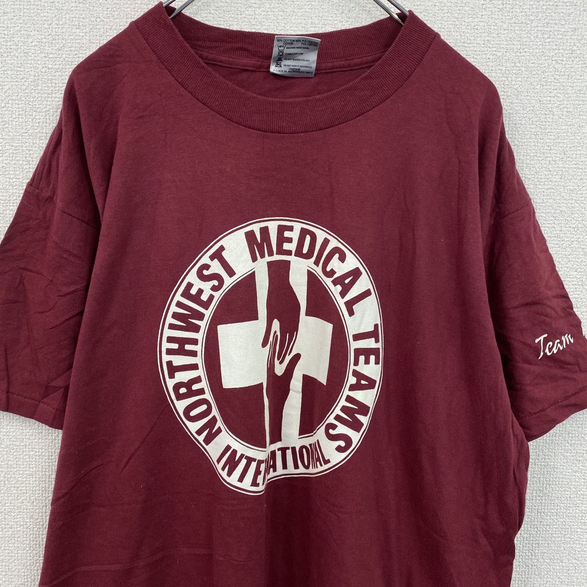 90s　ONEITA　オニータ　半袖プリントTシャツ　ヴィンテージ　シングルステッチ　ボルドー　XLサイズ　古着