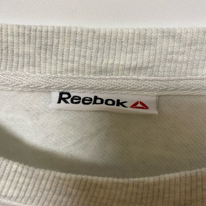 古着 used Reebok リーボック　長袖ロゴプリントスウェット　トレーナー　クルーネック　レトロデザイン　ライトグレー　