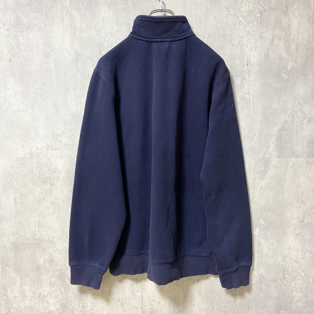 IZOD　アイゾッド　ハーフジップスウェット/トレーナー　ワンポイント　刺繍ロゴ　ビッグシルエット　紺　ネイビー　Mサイズ　古着