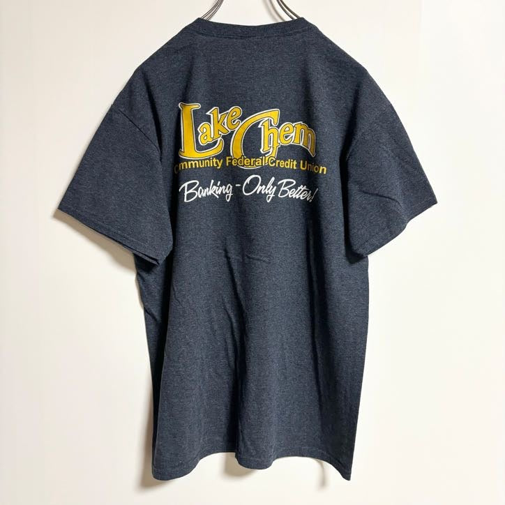 JERZEES　ジャージーズ　半袖クルーネックTシャツ　バックプリント　競馬　マリー州　グレー　灰色　春夏服　Mサイズ　古着