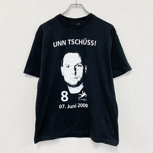 hunnel　ヒュンメル　トーマスシュワルツ　半袖プリントTシャツ　サッカー　黒　ブラック　Lサイズ
