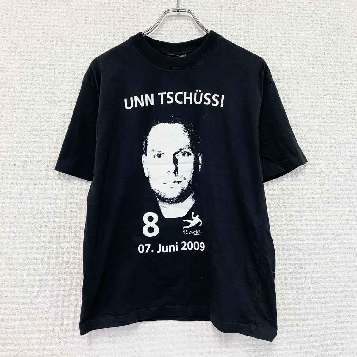 hunnel　ヒュンメル　トーマスシュワルツ　半袖プリントTシャツ　サッカー　黒　ブラック　Lサイズ　古着