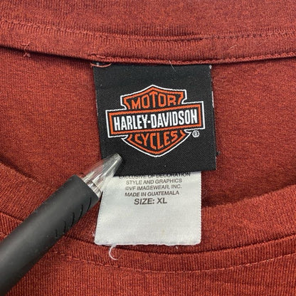 HARLEY DAVIDSON　ハーレーダビッドソン　半袖プリントTシャツ　エンジ　XLサイズ