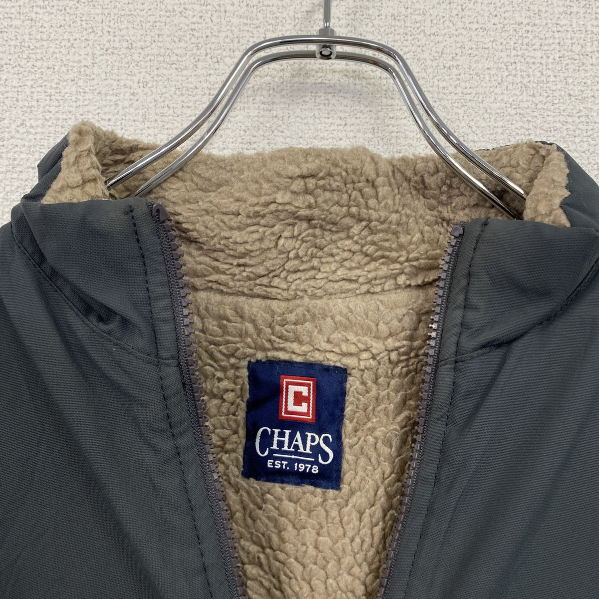 CHAPS　チャップス　ラルフローレン　フルジップジャケット　ボアライナー　グレー　灰色　Mサイズ　古着
