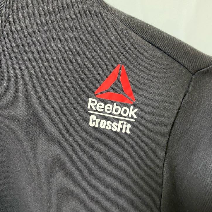 古着 used Reebok　リーボック 長袖ロゴプリントスウェット　トレーナー　バックプリント　オーバーサイズ　黒　2XLサイズ