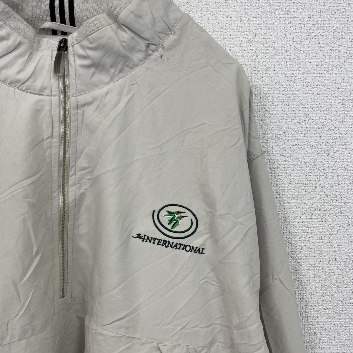 adidas　アディダス　プルオーバージャケット　ハーフジップ　オフホワイト　XLサイズ　古着