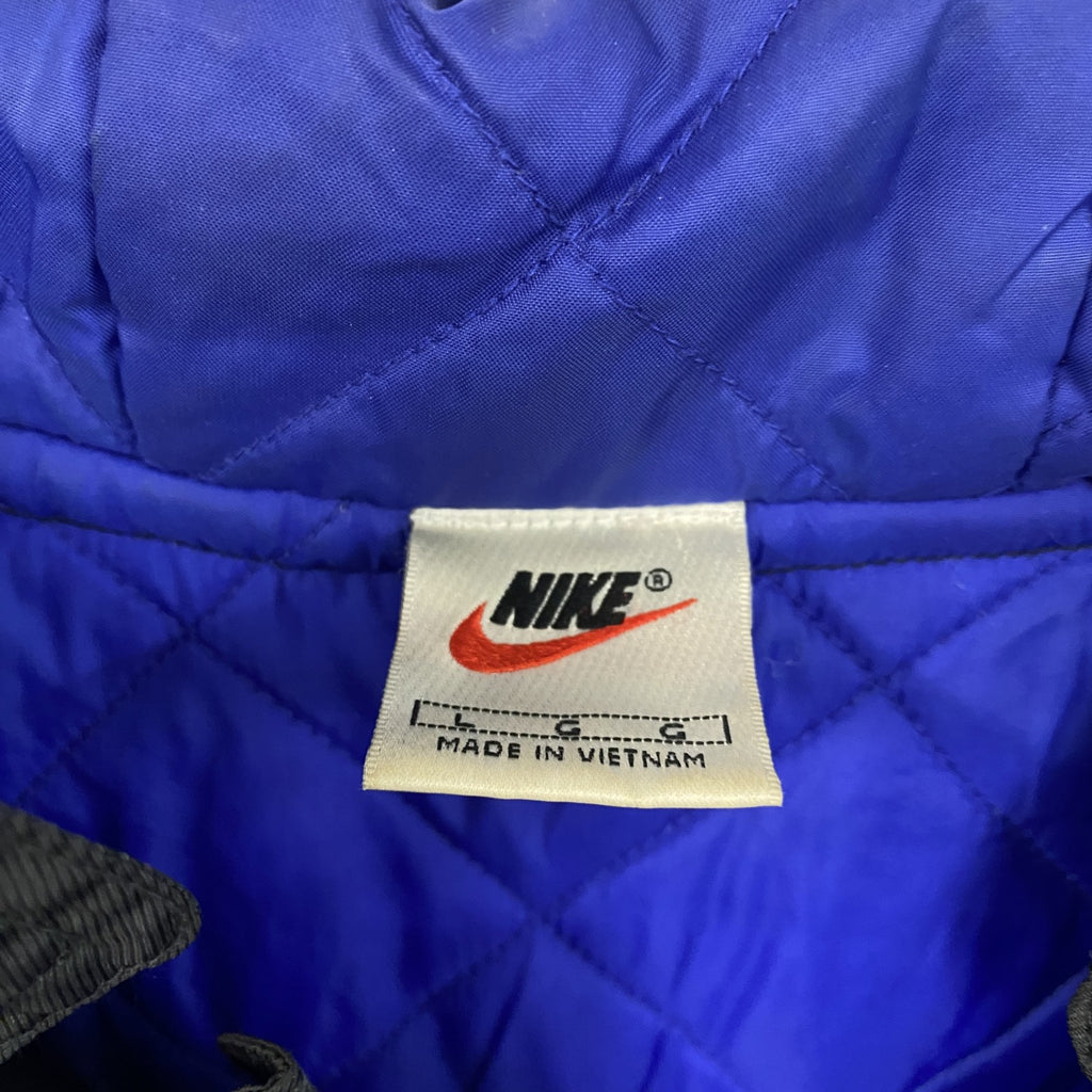 90s　NIKE　ナイキ　モッズコート　ベンチコート　中綿入り　ヴィンテージ　スウッシュ　黒　ブラック　Lサイズ　古着