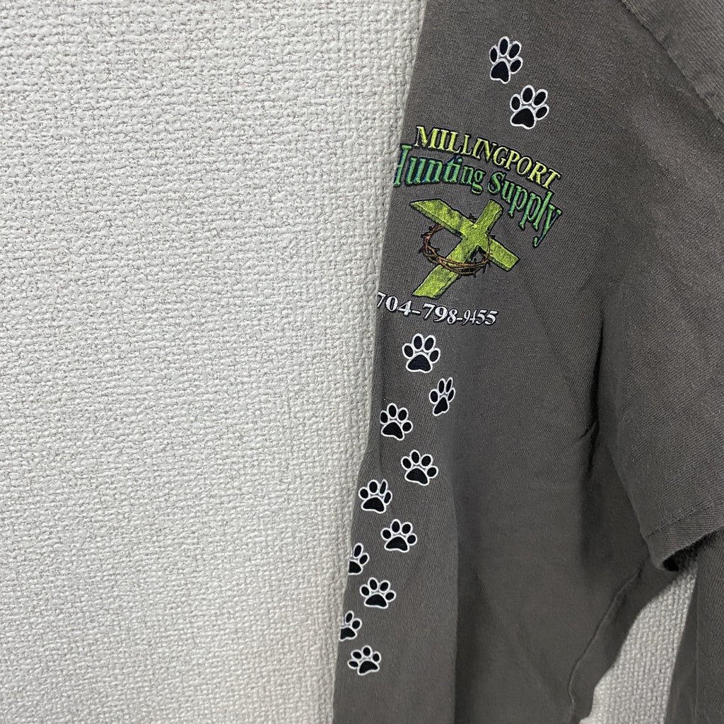 GILDAN　ギルダン　長袖プリントTシャツ/ロンT　ビーグル　灰色　グレー　Lサイズ　古着