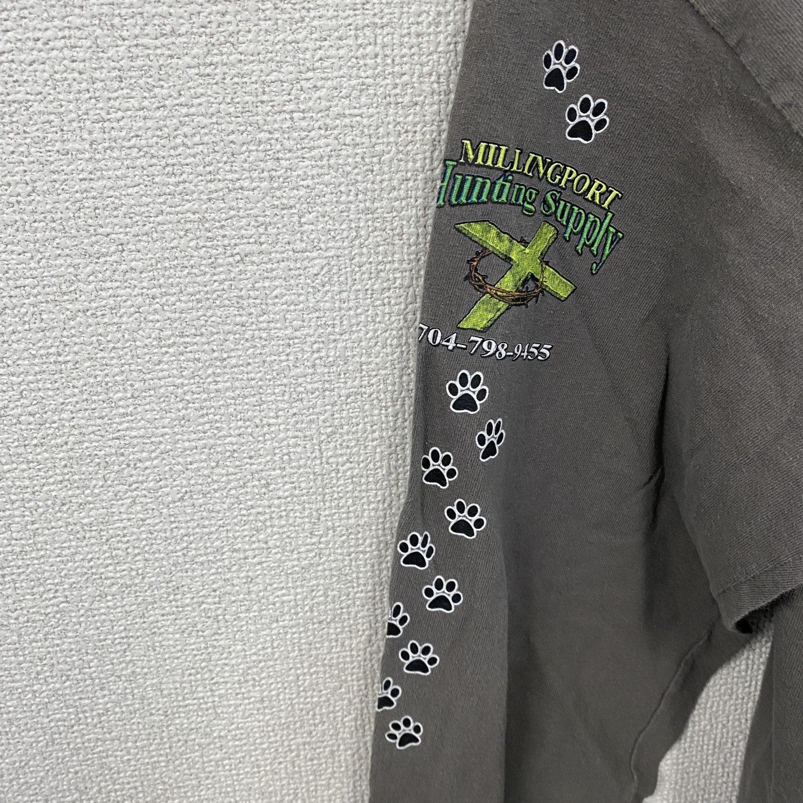 GILDAN　ギルダン　長袖プリントTシャツ/ロンT　ビーグル　灰色　グレー　Lサイズ　古着