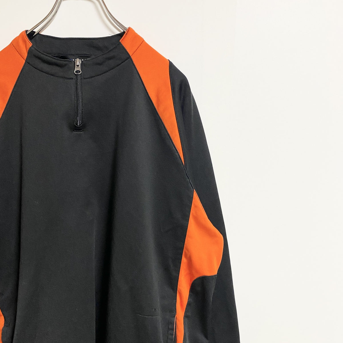 HOLLOWAY　ホロウェイ　長袖ハーフジッププルオーバー　ジャージ　トラックジャケット　黒　ブラック　オレンジ　XLサイズ　古着