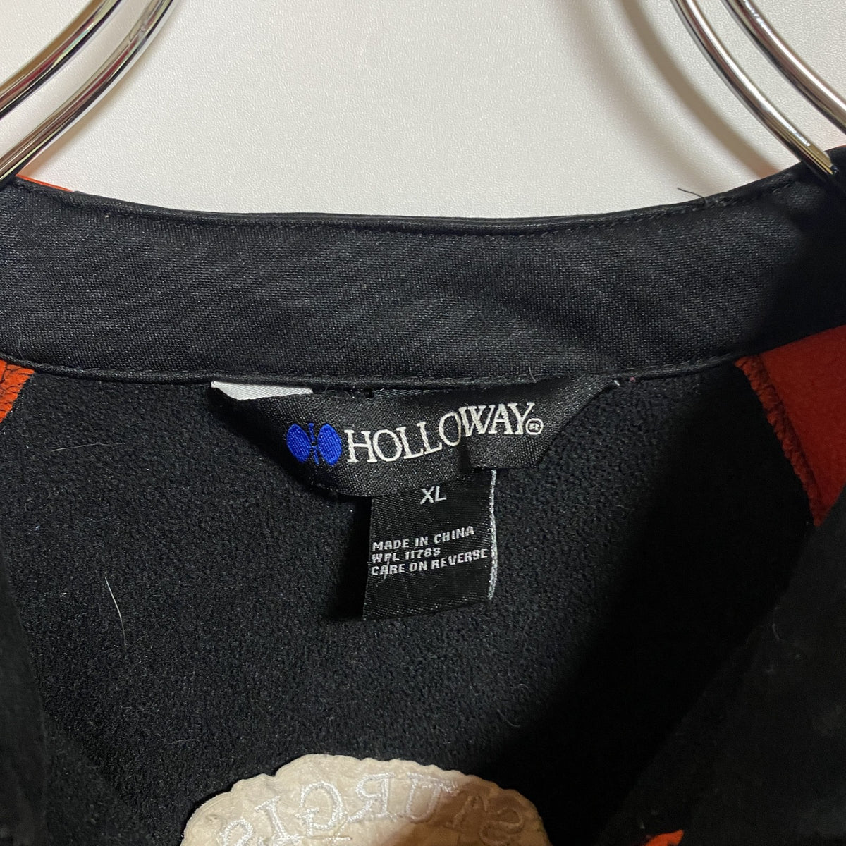 HOLLOWAY　ホロウェイ　長袖ハーフジッププルオーバー　ジャージ　トラックジャケット　黒　ブラック　オレンジ　XLサイズ　古着
