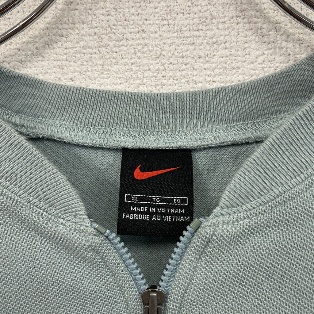 ～00s　NIKE　ナイキ　ハーフジップ半袖Tシャツ　ヴィンテージ　水色　ライトブルー　グレー　XLサイズ カットソー メンズ コットン 古着