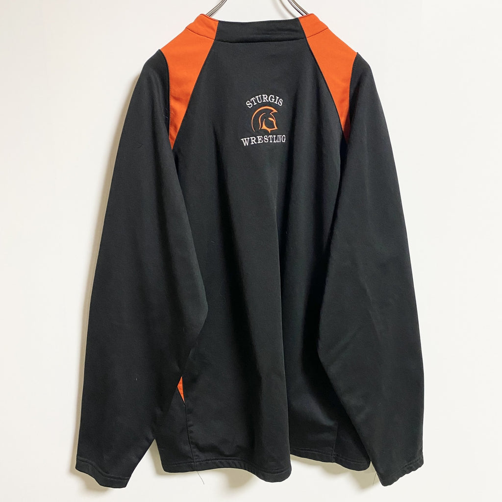 HOLLOWAY　ホロウェイ　長袖ハーフジッププルオーバー　ジャージ　トラックジャケット　黒　ブラック　オレンジ　XLサイズ　古着