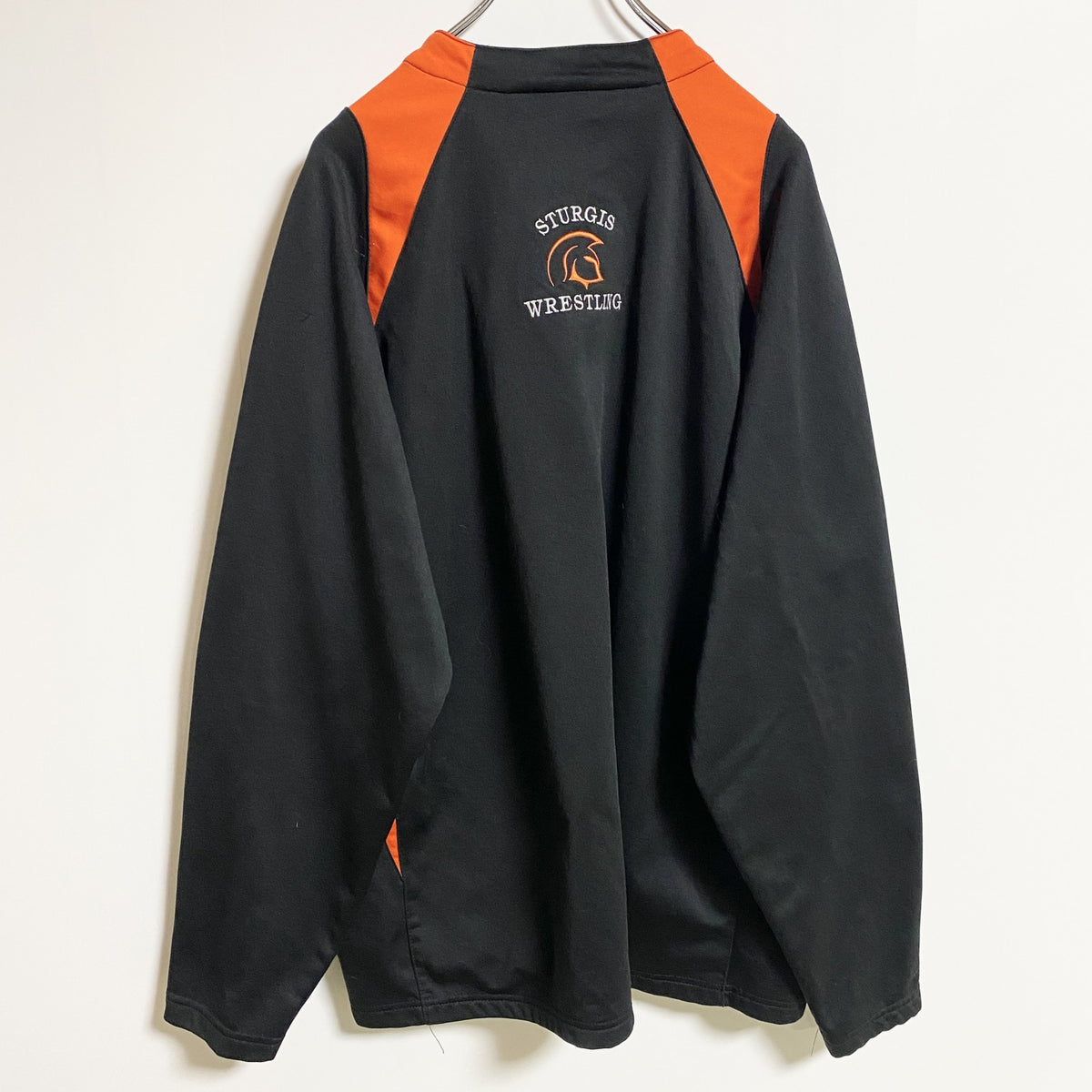 HOLLOWAY　ホロウェイ　長袖ハーフジッププルオーバー　ジャージ　トラックジャケット　黒　ブラック　オレンジ　XLサイズ　古着