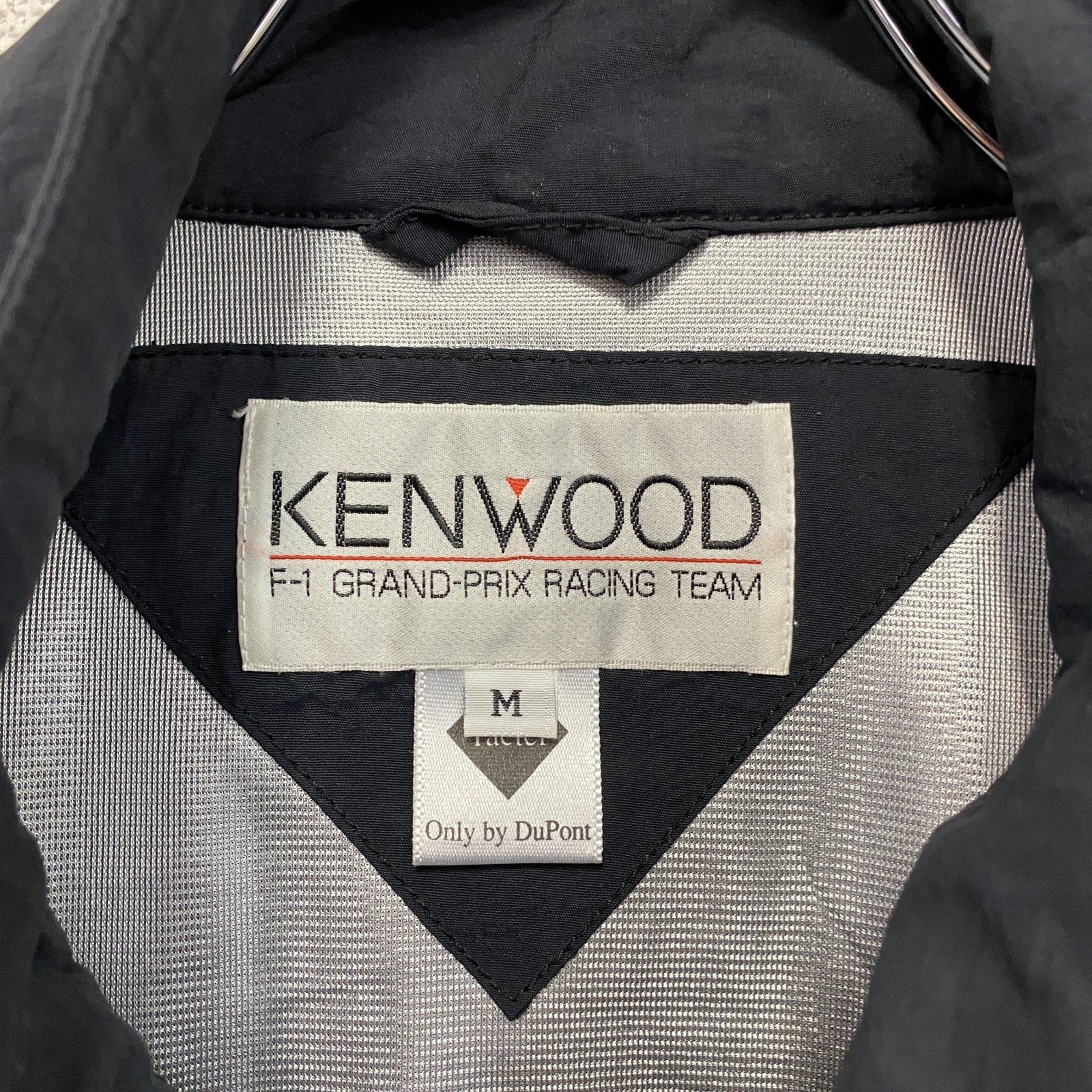 90s　KENWOOD F1　ケンウッド　ナイロンレーシングジャケット　ワッペン　デカロゴ　ヴィンテージ　黒　ブラック　Mサイズ