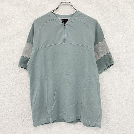 ～00s　NIKE　ナイキ　ハーフジップ半袖Tシャツ　ヴィンテージ　水色　ライトブルー　グレー　XLサイズ　