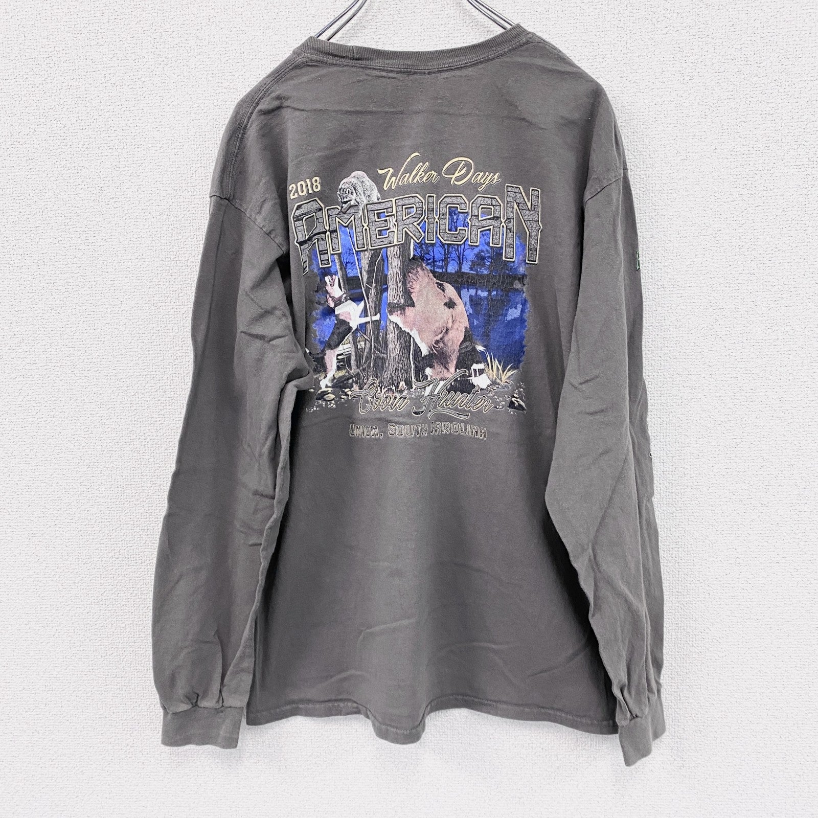 GILDAN　ギルダン　長袖プリントTシャツ/ロンT　ビーグル　灰色　グレー　Lサイズ　古着