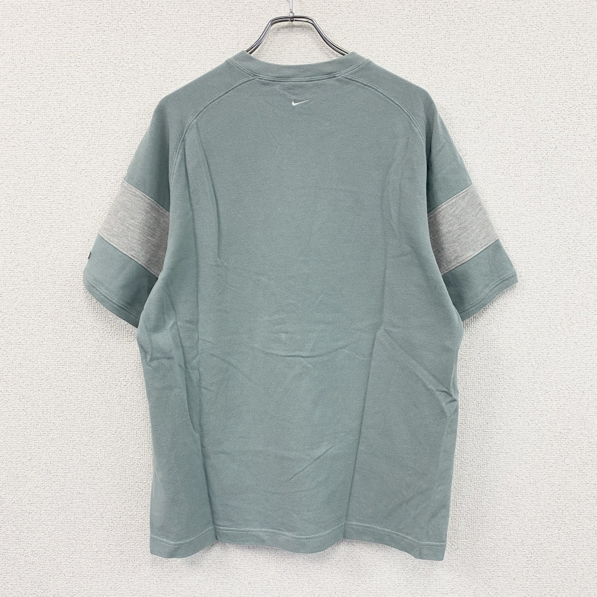 ～00s　NIKE　ナイキ　ハーフジップ半袖Tシャツ　ヴィンテージ　水色　ライトブルー　グレー　XLサイズ カットソー メンズ コットン 古着
