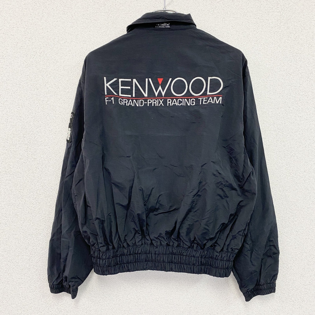 90s　KENWOOD F1　ケンウッド　ナイロンレーシングジャケット　ワッペン　デカロゴ　ヴィンテージ　黒　ブラック　Mサイズ