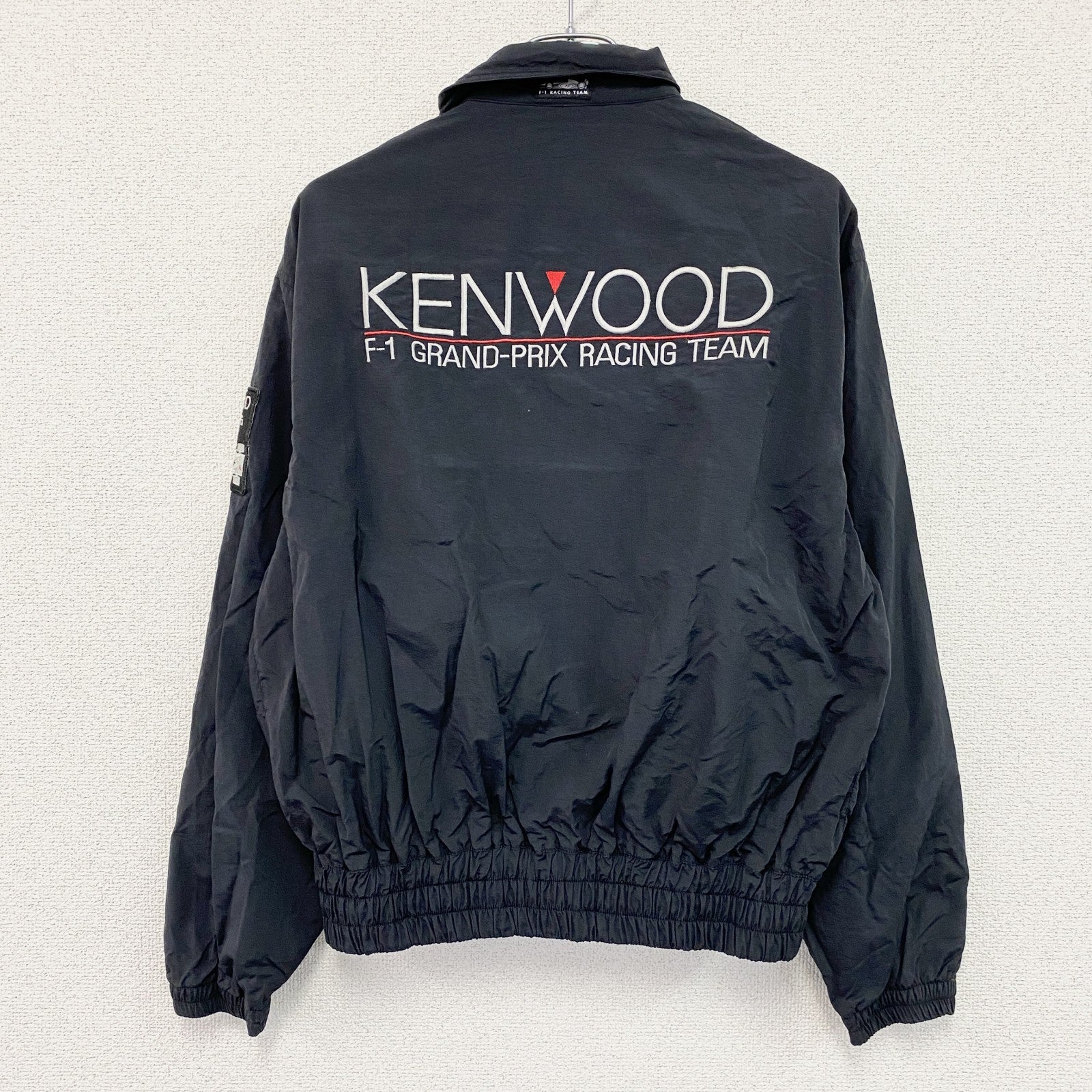 90s　KENWOOD F1　ケンウッド　ナイロンレーシングジャケット　ワッペン　デカロゴ　ヴィンテージ　黒　ブラック　Mサイズ