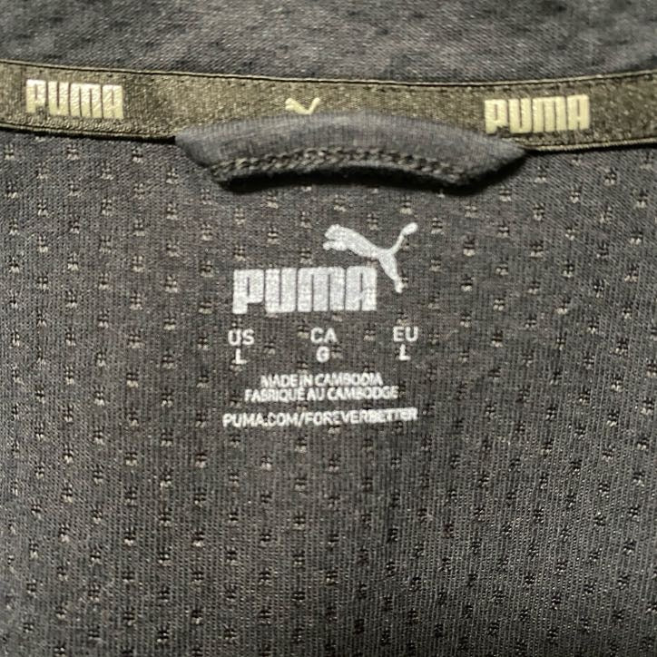 古着 used PUMA プーマ　長袖フルジップジャージ　トラックジャケット　ワンポイントロゴ　スポーティー　ブラック　Lサイズ