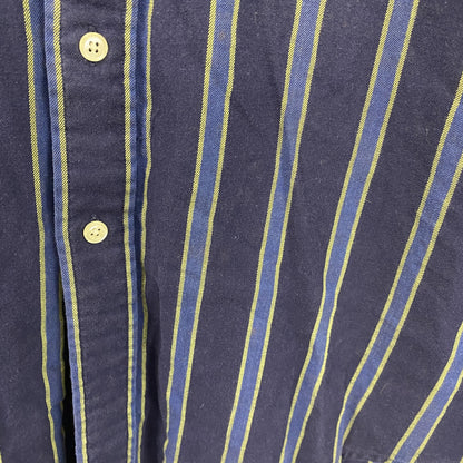BROOKS BROTHERS　ブルックスブラザーズ　長袖シャツ　ボタンダウンシャツ　ストライプ　紺　ネイビー　Lサイズ