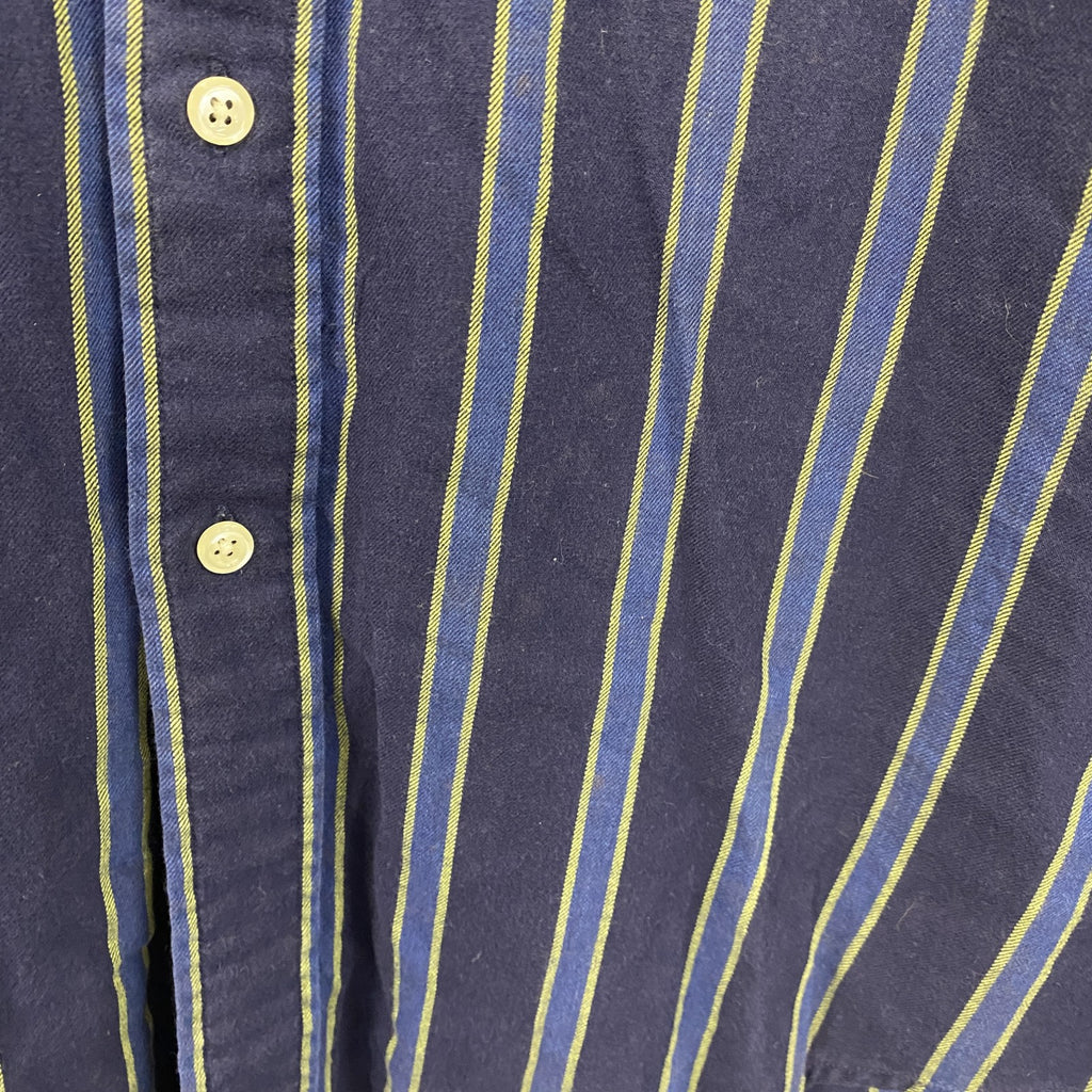 BROOKS BROTHERS　ブルックスブラザーズ　長袖ボタンダウンシャツ　ストライプ　紺　ネイビー　Lサイズ　古着