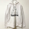 Reebok リーボック 長袖ロゴプリントプルオーバーパーカー　フーディー　スポーティー　ホワイト　白　Sサイズ　古着
