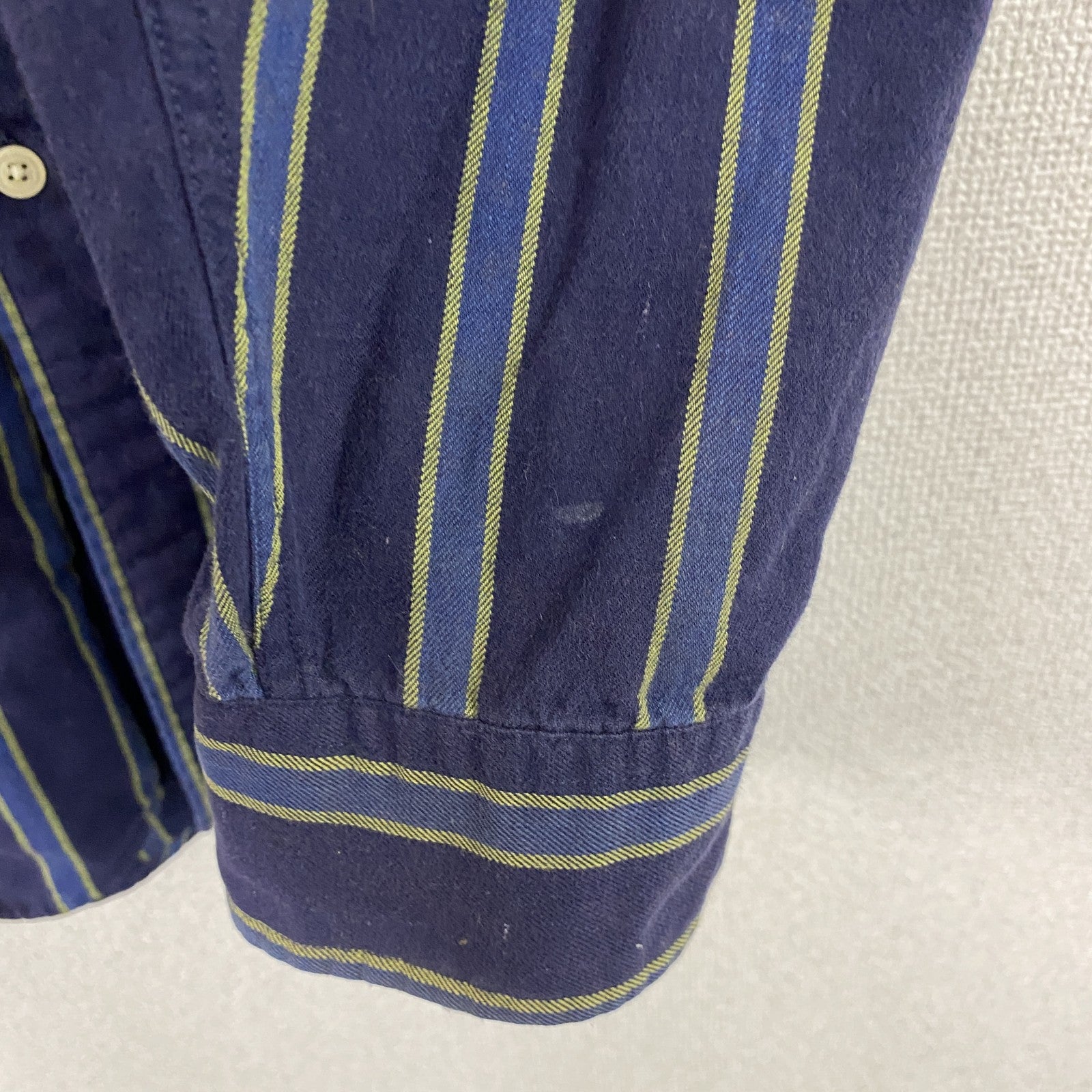 BROOKS BROTHERS　ブルックスブラザーズ　長袖ボタンダウンシャツ　ストライプ　紺　ネイビー　Lサイズ　古着
