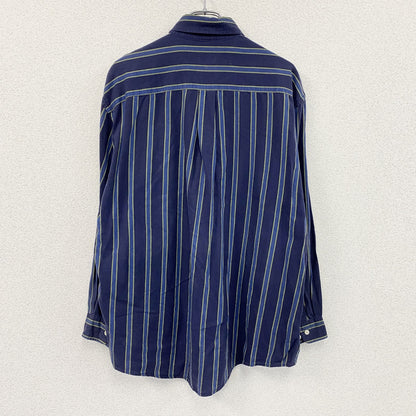 BROOKS BROTHERS　ブルックスブラザーズ　長袖シャツ　ボタンダウンシャツ　ストライプ　紺　ネイビー　Lサイズ