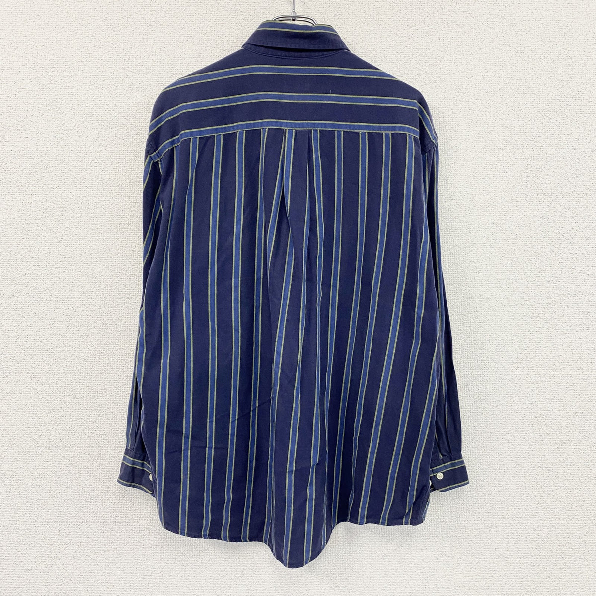 BROOKS BROTHERS　ブルックスブラザーズ　長袖ボタンダウンシャツ　ストライプ　紺　ネイビー　Lサイズ　古着
