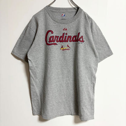 古着 used　Majestic　半袖オフィシャルプリントTシャツ　MLB　Cardinals　グレー　春夏服　XLサイズ