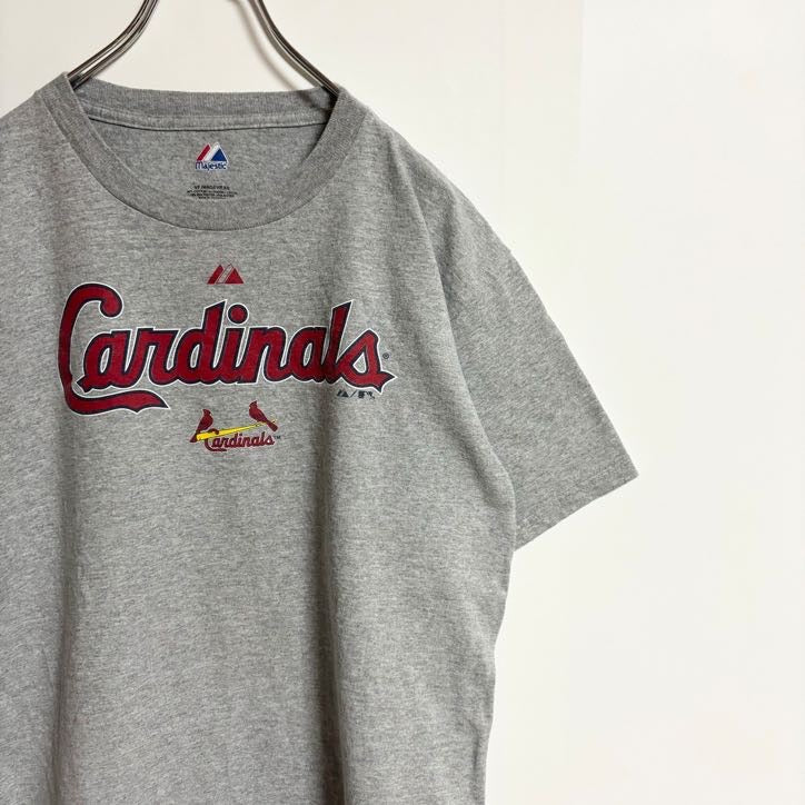 古着 used　Majestic　半袖オフィシャルプリントTシャツ　MLB　Cardinals　グレー　春夏服　XLサイズ