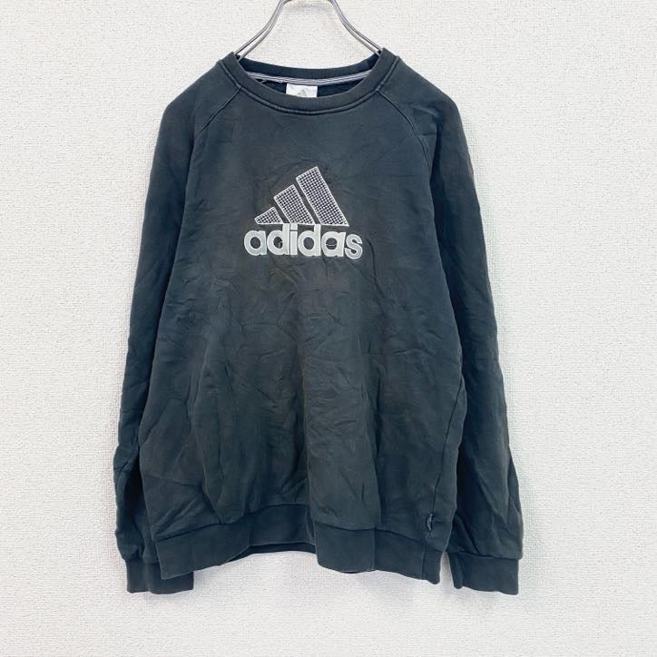 00s　adidas　アディダス　スウェット/トレーナー　ヴィンテージ　パフォーマンスロゴ　黒　ブラック　XLサイズ　古着