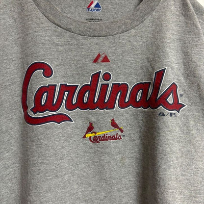 古着 used　Majestic　半袖オフィシャルプリントTシャツ　MLB　Cardinals　グレー　春夏服　XLサイズ