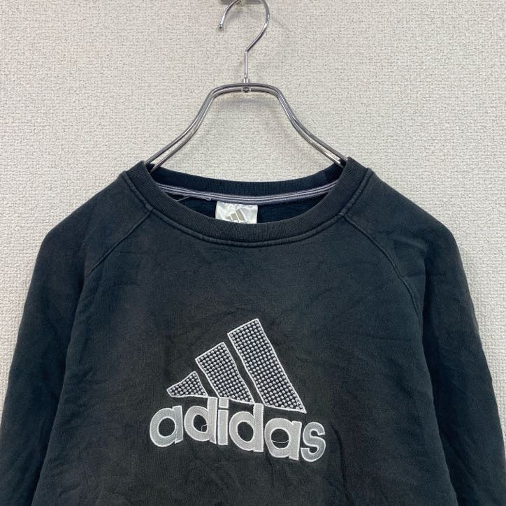 00s　adidas　アディダス　スウェット/トレーナー　ヴィンテージ　パフォーマンスロゴ　黒　ブラック　XLサイズ　古着