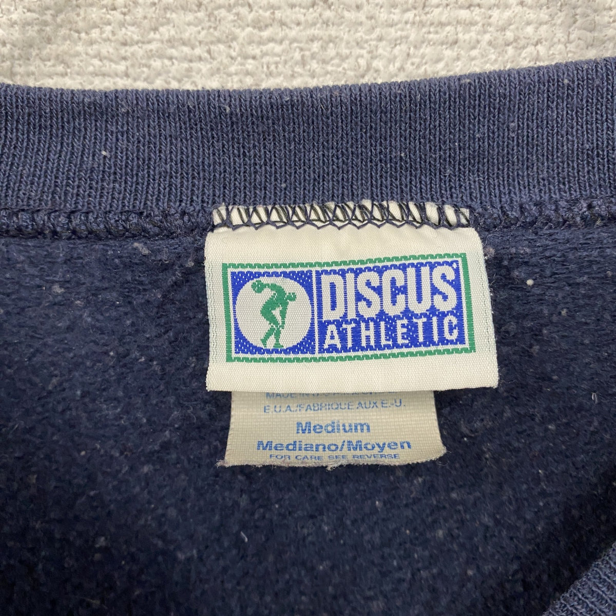 DISCUS ATHLETIC　ディスカスアスレチック　スウェット/トレーナー　紺　ネイビー　Mサイズ スウェットトップス メンズ ポリエステル 古着