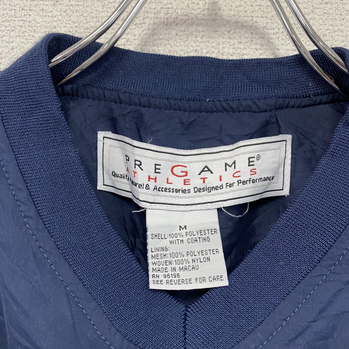 PREGAME ATHLETICS　プルオーバージャケット　紺　ネイビー　Mサイズ ウインドブレーカー ナイロンアウター メンズ 古着