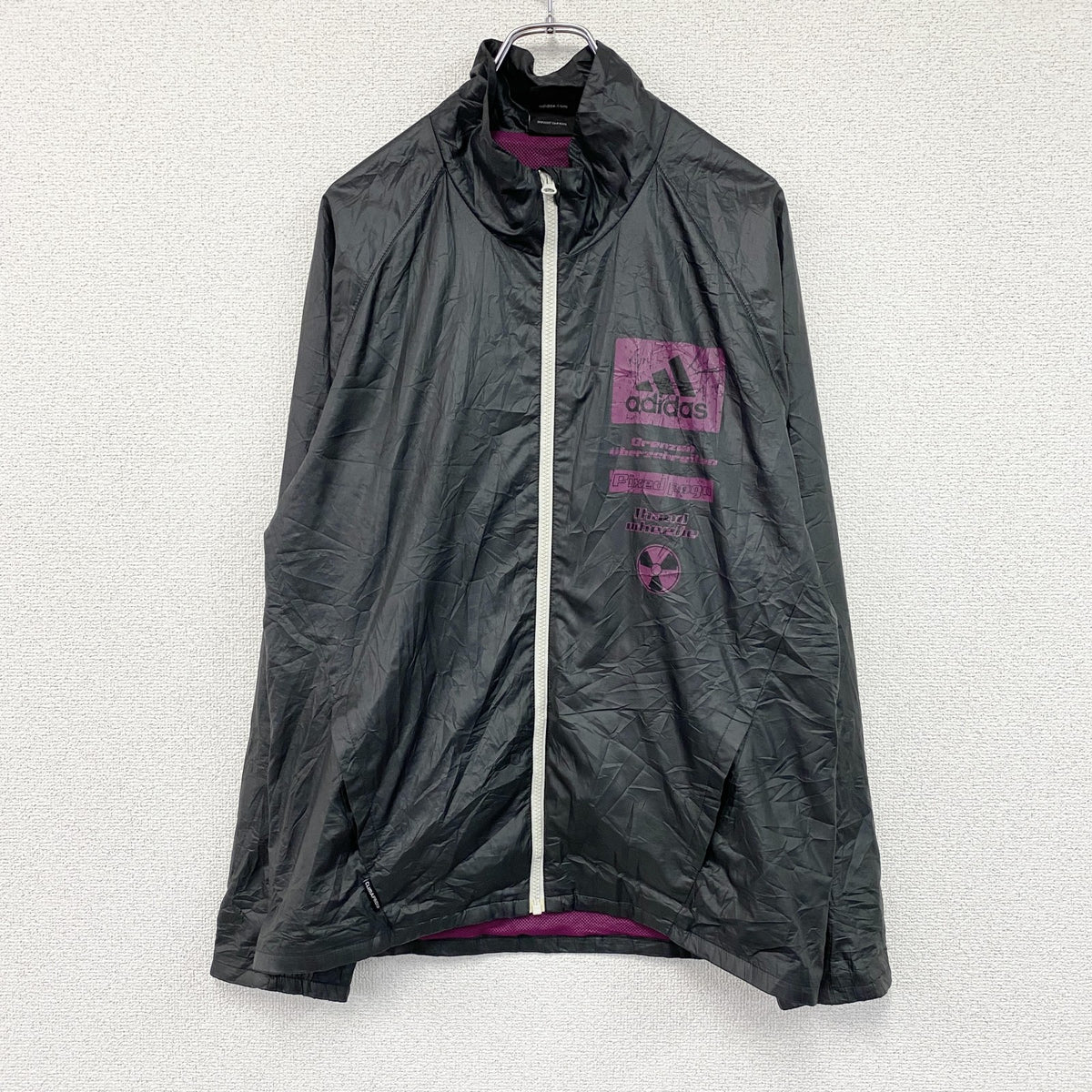 adidas　アディダス　フルジップジャケット　ダークグレー　Oサイズ　古着