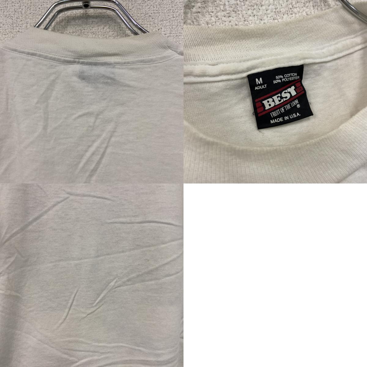 FRUIT OF THE LOOM　フルーツオブザルーム　半袖プリントTシャツ　シングルステッチ　白　ホワイト　Mサイズ カットソー メンズ コットン 古着