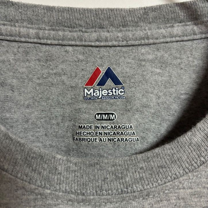 古着 used　Majestic　半袖プリントTシャツ　アメフト　スーパーボウル　スポーツ　グレー　春夏服　Mサイズ