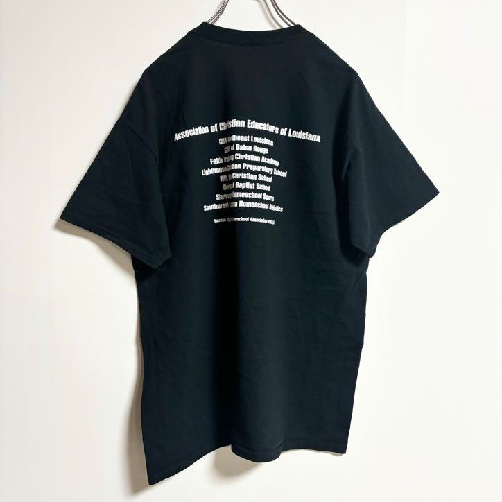GILDAN　ギルダン　半袖プリントスタッフTシャツ　クルーネック　スポーツ　黒　ブラック　春夏服　Mサイズ　古着