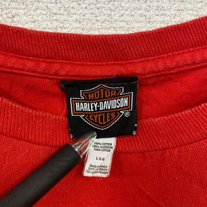 HARLEY DAVIDSON　ハーレーダビッドソン　半袖プリントTシャツ　赤　レッド　Lサイズ