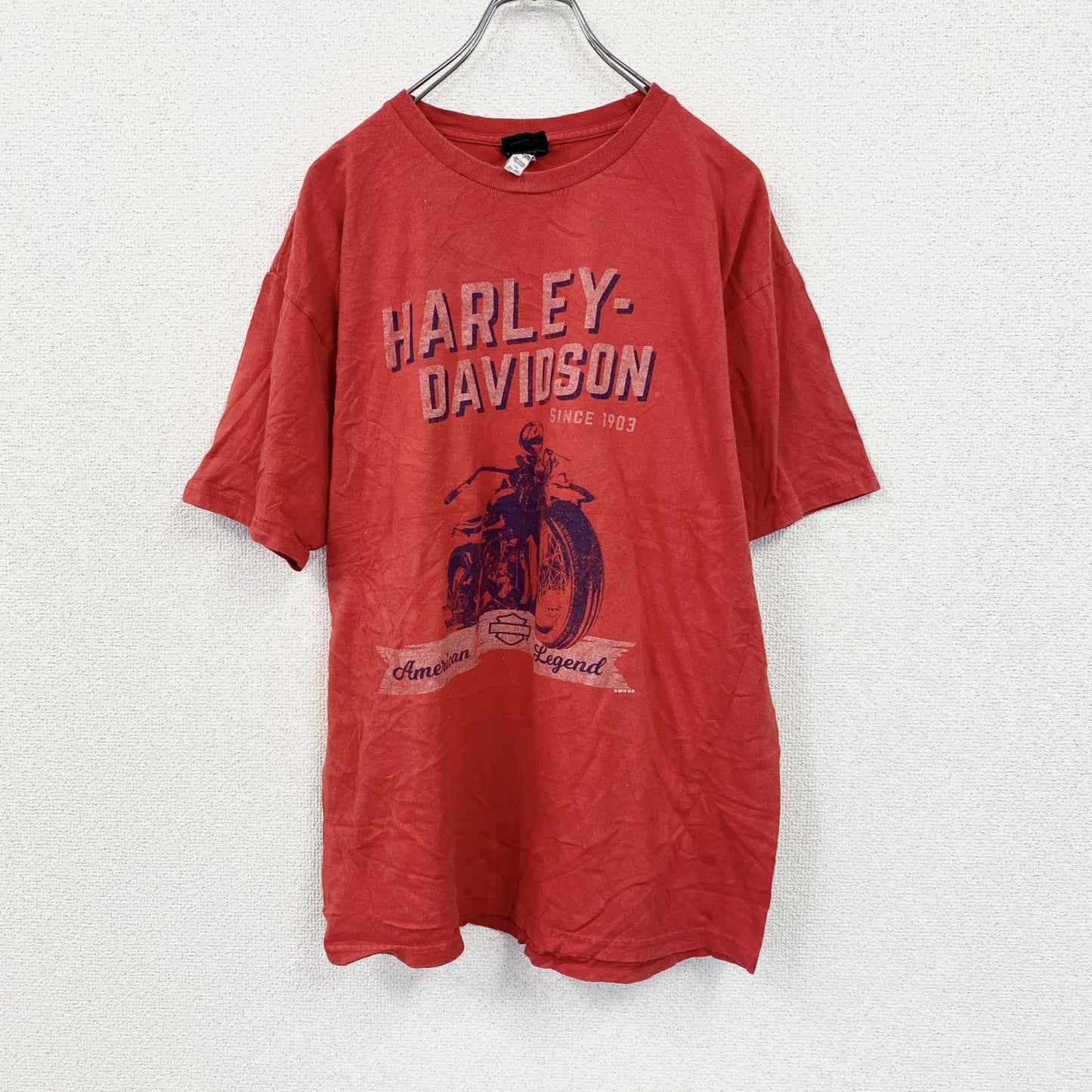 HARLEY DAVIDSON　ハーレーダビッドソン　半袖プリントTシャツ　赤　レッド　Lサイズ