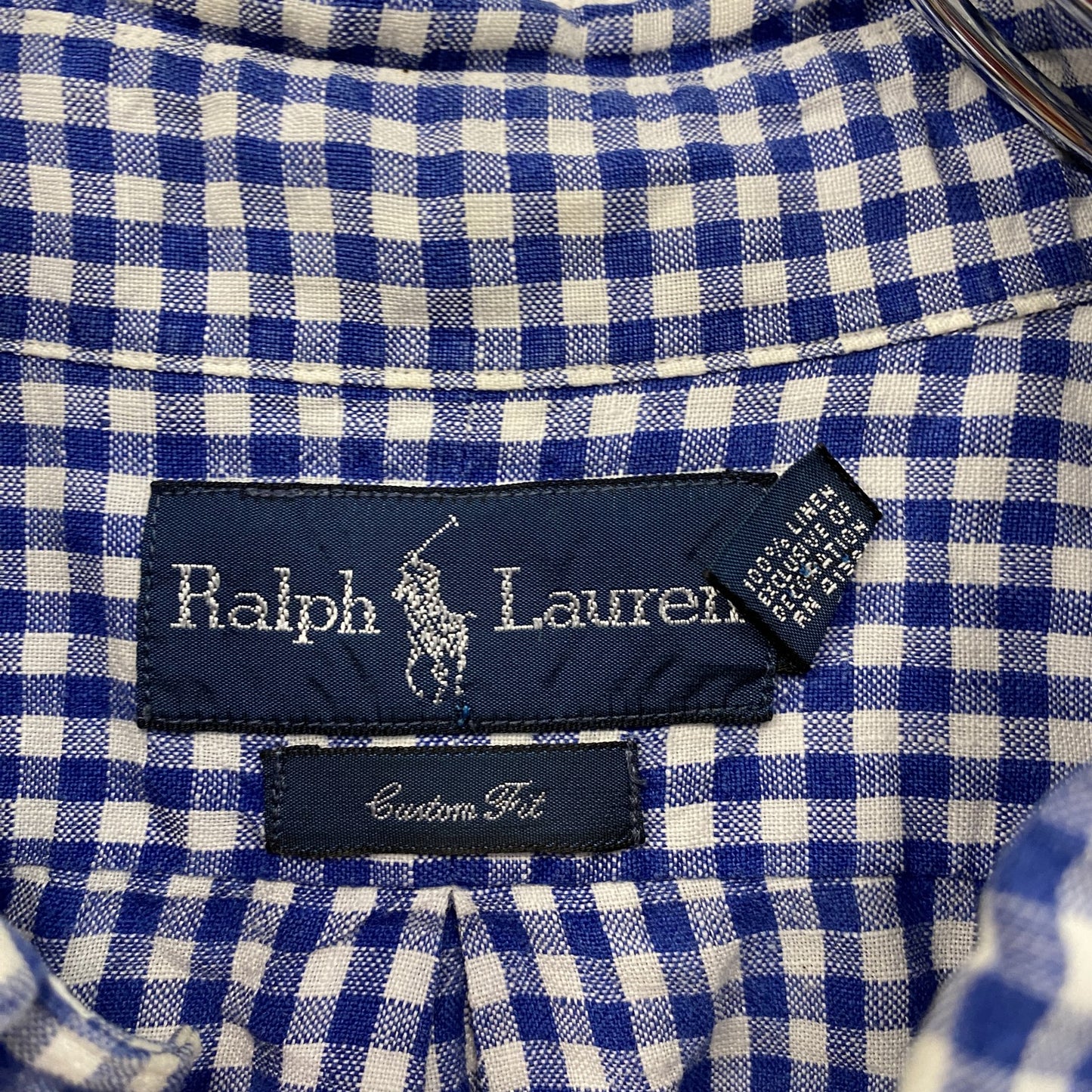 Ralph Lauren　ラルフローレン　長袖シャツ　ボタンダウンシャツ　ギンガムチェック　青　ブルー　Lサイズ