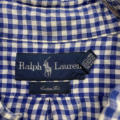 Ralph Lauren　ラルフローレン　長袖シャツ　ボタンダウンシャツ　ギンガムチェック　青　ブルー　Lサイズ