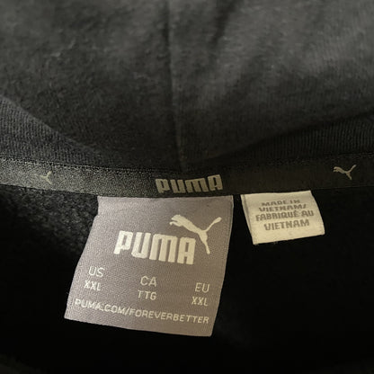 古着 used PUMA プーマ 長袖ロゴプルオーバーパーカー　フーディー　スポーティー　オーバーサイズ　ブラック　XXLサイズ　