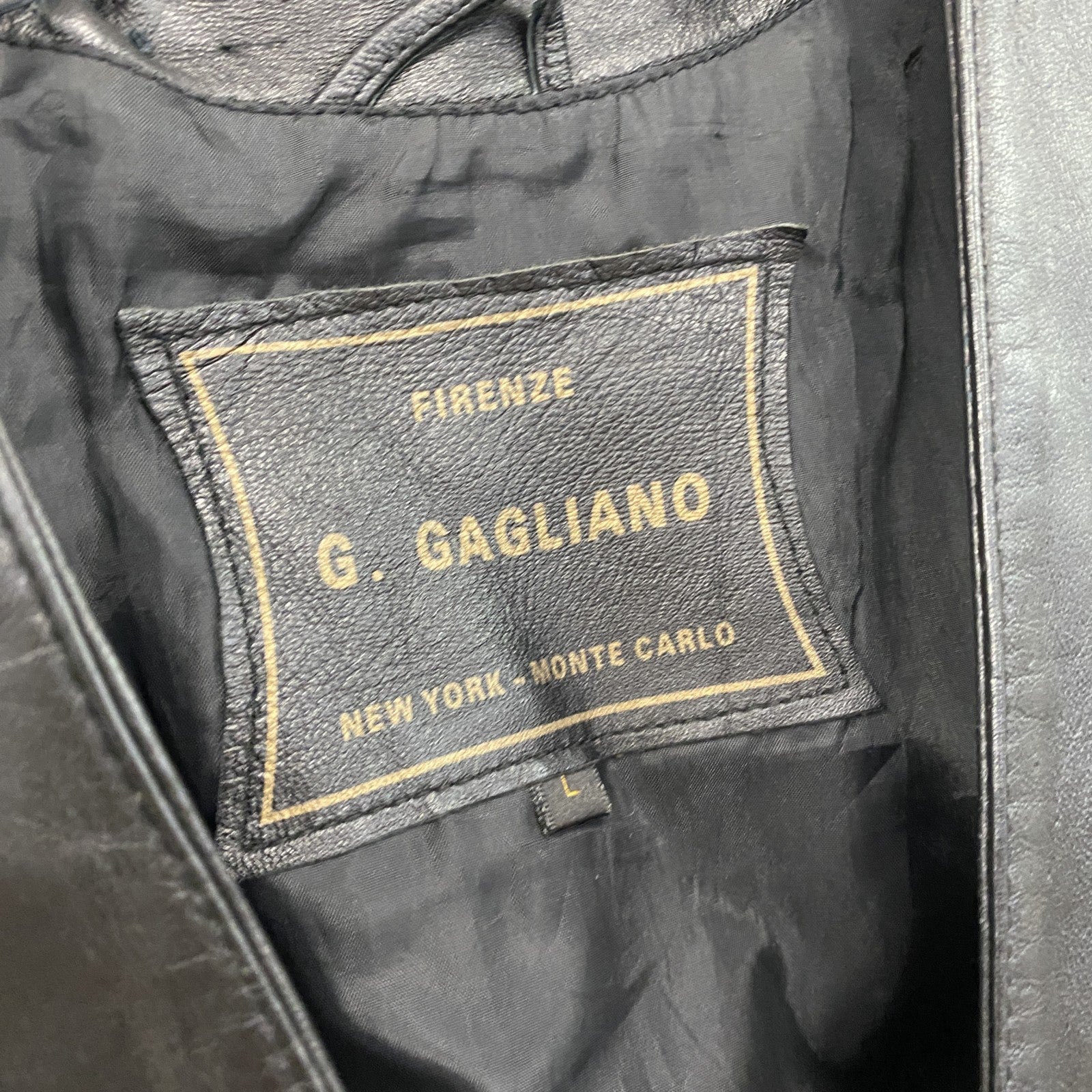G.GAGLIANO　ガリアーノ　ラムレザーベスト　フラップポケット　黒　ブラック　Lサイズ　古着